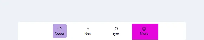 4OTP bottom toolbar with More option highlighted