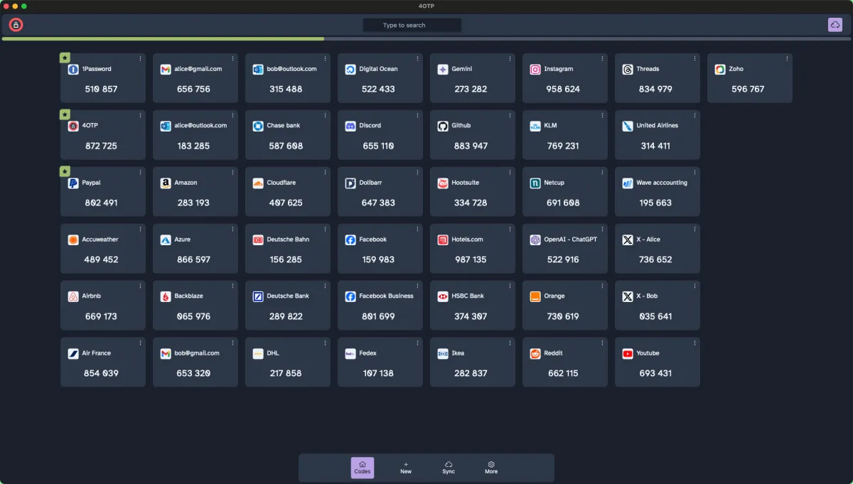 4OTP running full screen on a desktop computer