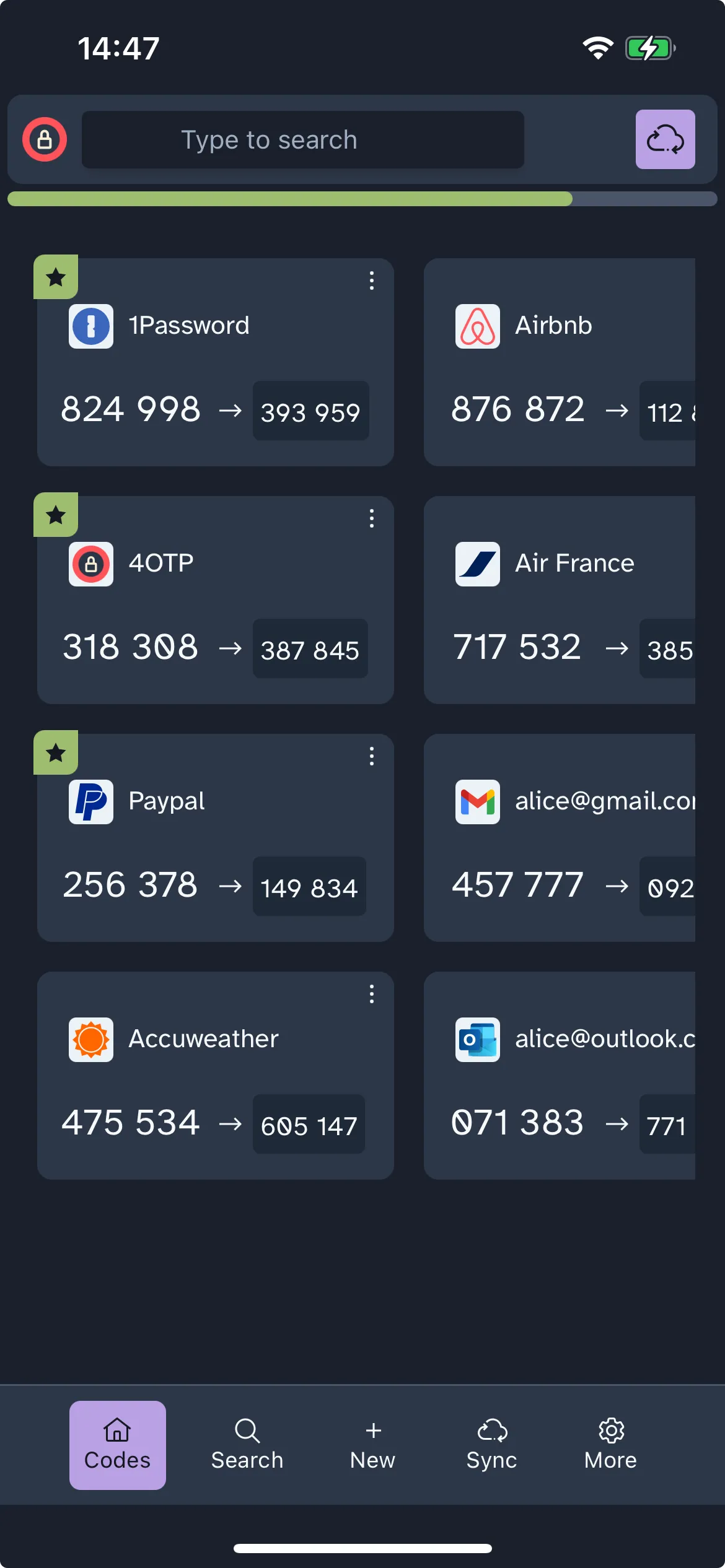 Portrait screenshot of 4OTP on a mobile phone