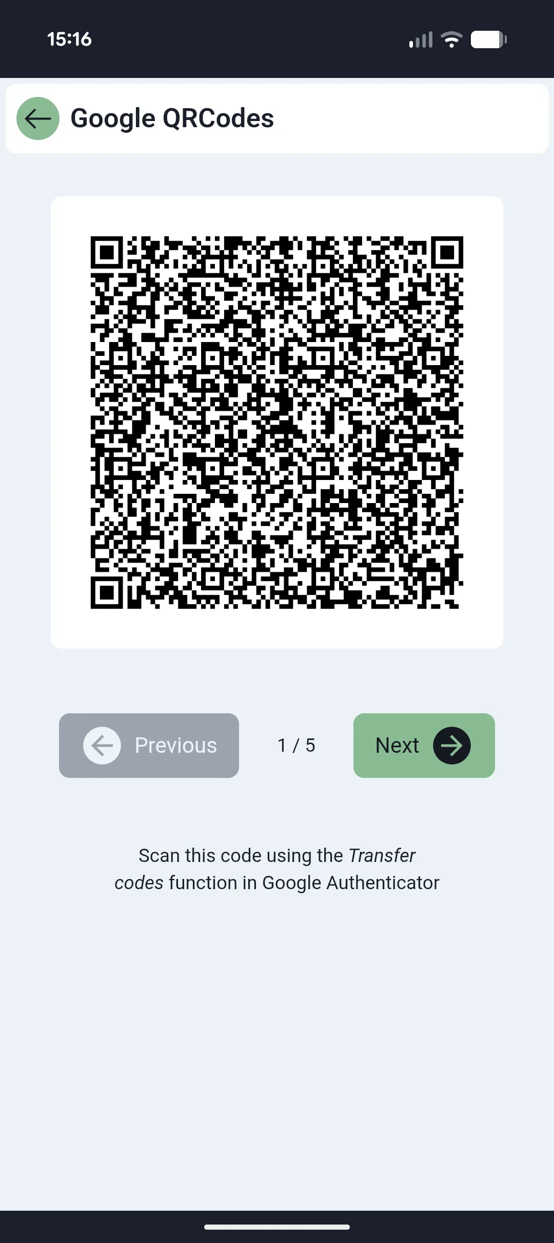 First 4OTP QRCode to Export to Google Authenticator