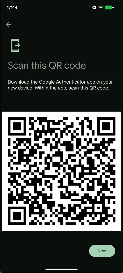 Google Authenticator first export QRCode